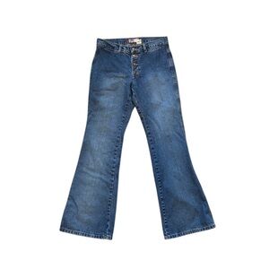 Vintage Y2K Old Navy Bootcut Flare Jeans Medium Dark Wash Button Front 28”